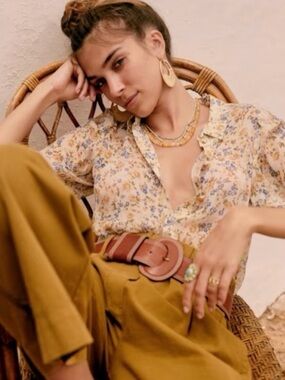 NWOT! Sezane Claudio Floral Print Blouse